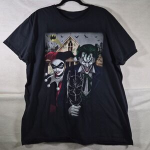 Batman Joker Harley Quinn Graphic T-Shirt Men's XLarge Black DC Comics
